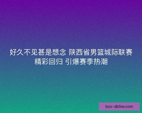 好久不见甚是想念 陕西省男篮城际联赛精彩回归 引爆赛季热潮