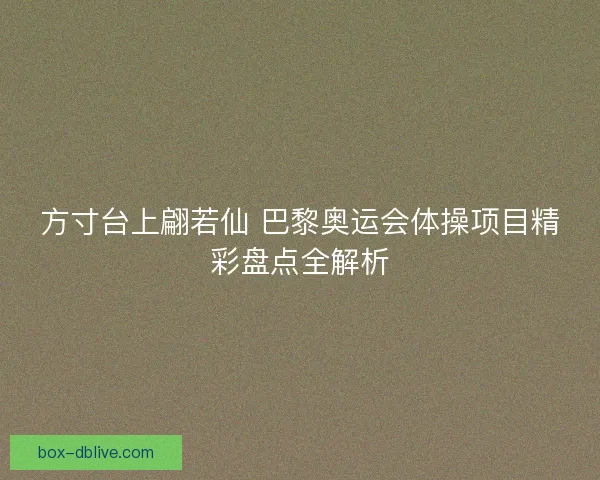 方寸台上翩若仙 巴黎奥运会体操项目精彩盘点全解析